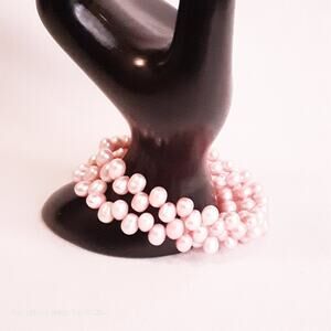 Cotton Candy Pink Pearlesque Beaded Wrap Bracelet